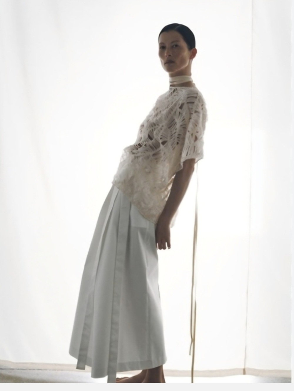 🤍 Zara ZW Collection Limited Edition White Asymmetric Poplin Midi Skirt NWOT